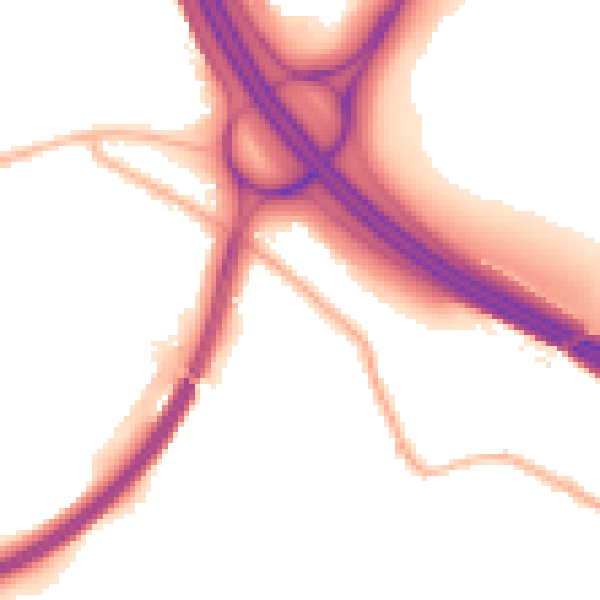 Night-time road noise heatmap for NG16 6JZ