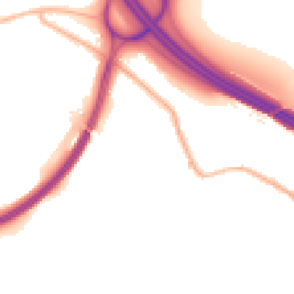 Night-time road noise heatmap for NG16 6NQ