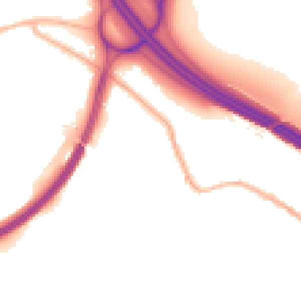 Night-time road noise heatmap for NG16 6SD