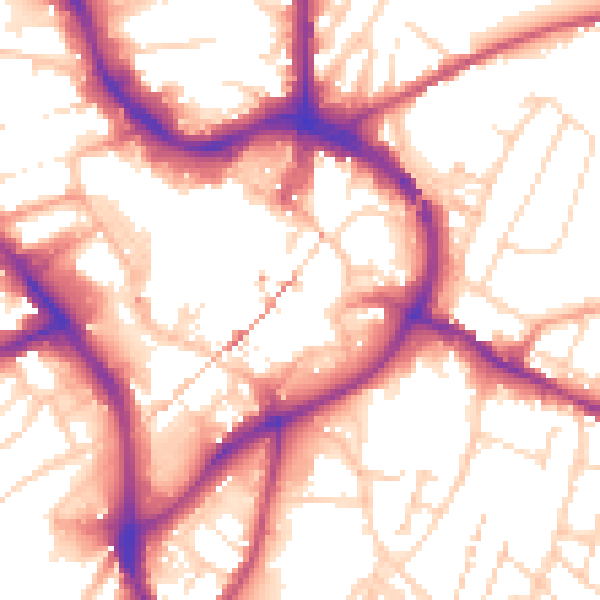 Daytime road noise heatmap for NG18 1AE