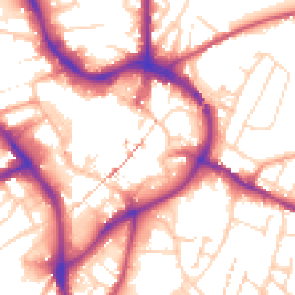 Daytime road noise heatmap for NG18 1AF