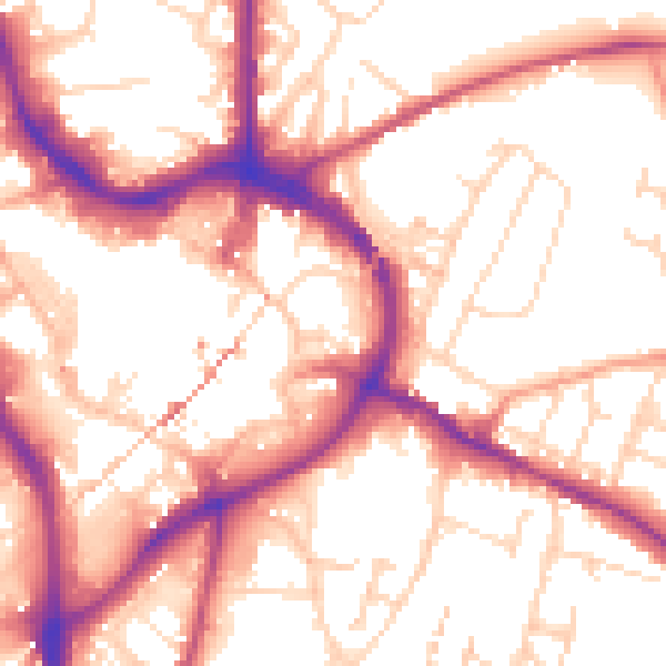 Daytime road noise heatmap for NG18 1AJ