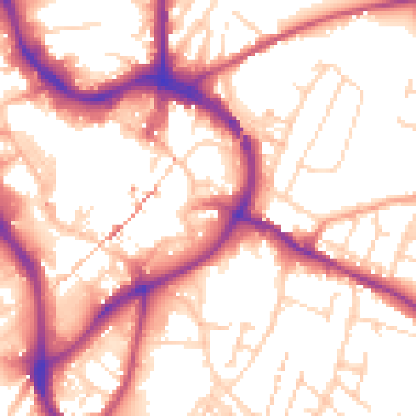 Daytime road noise heatmap for NG18 1AN