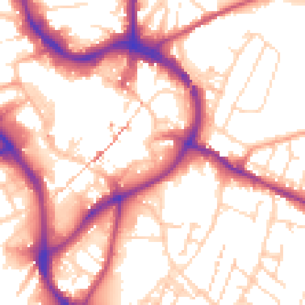 Daytime road noise heatmap for NG18 1AP