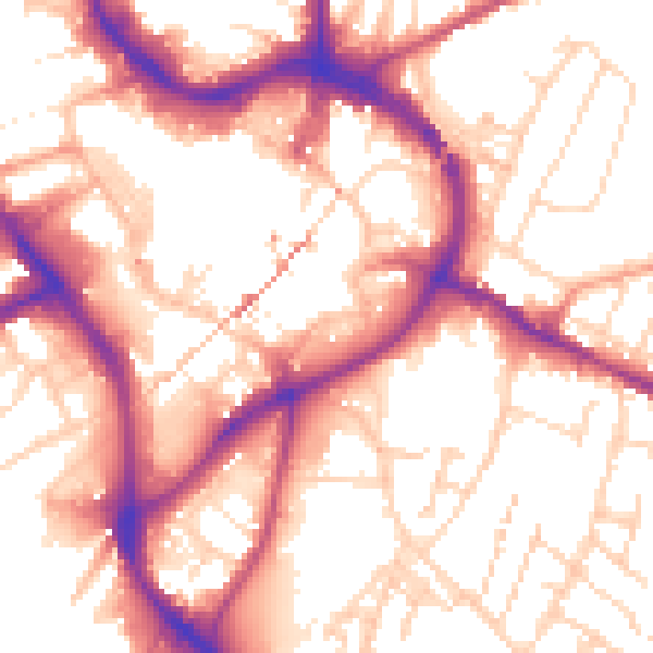 Daytime road noise heatmap for NG18 1AT