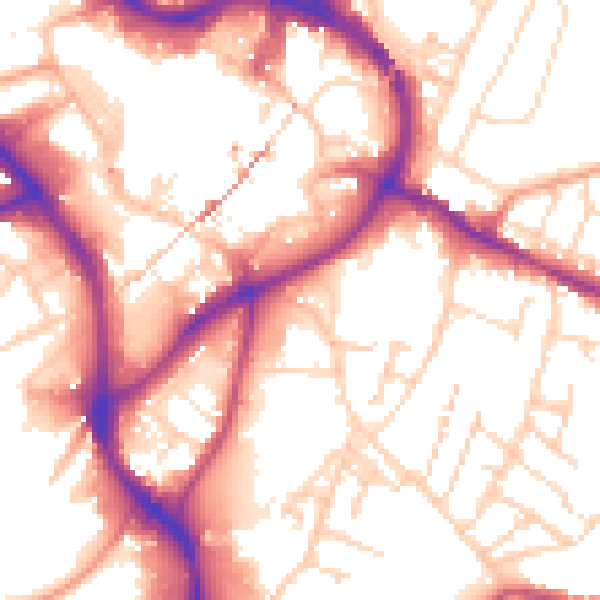 Daytime road noise heatmap for NG18 1AX