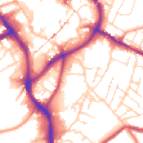 Daytime road noise heatmap for NG18 1BA
