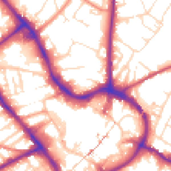 Daytime road noise heatmap for NG18 1BD