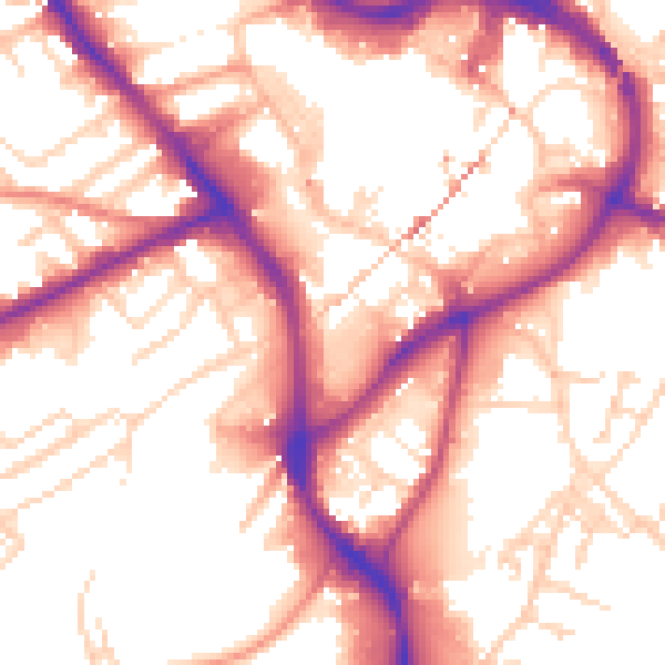 Daytime road noise heatmap for NG18 1BE