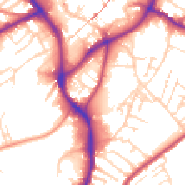 Daytime road noise heatmap for NG18 1BP