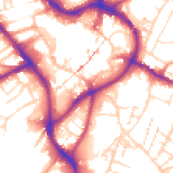 Daytime road noise heatmap for NG18 1BQ