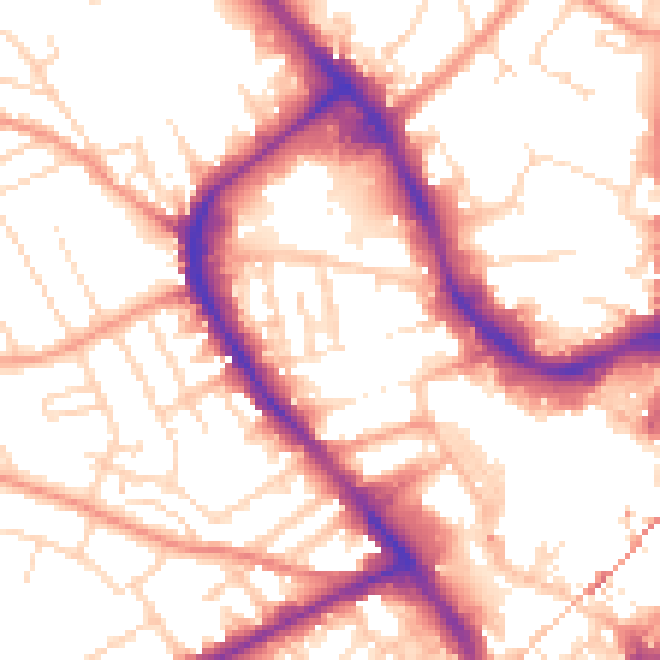 Daytime road noise heatmap for NG18 1DA