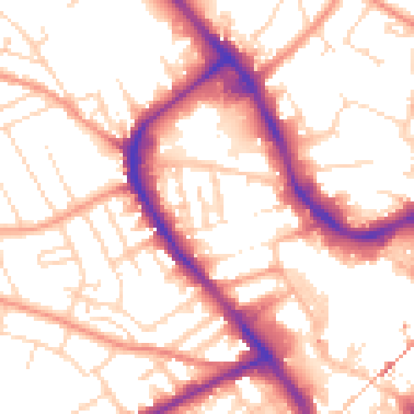 Daytime road noise heatmap for NG18 1DB