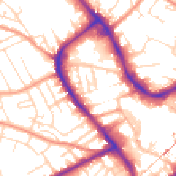 Daytime road noise heatmap for NG18 1DD