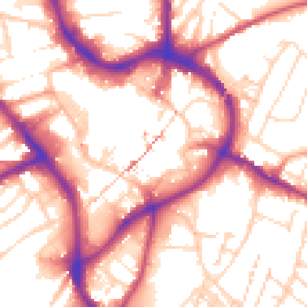 Daytime road noise heatmap for NG18 1DG