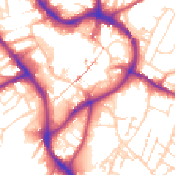 Daytime road noise heatmap for NG18 1DJ