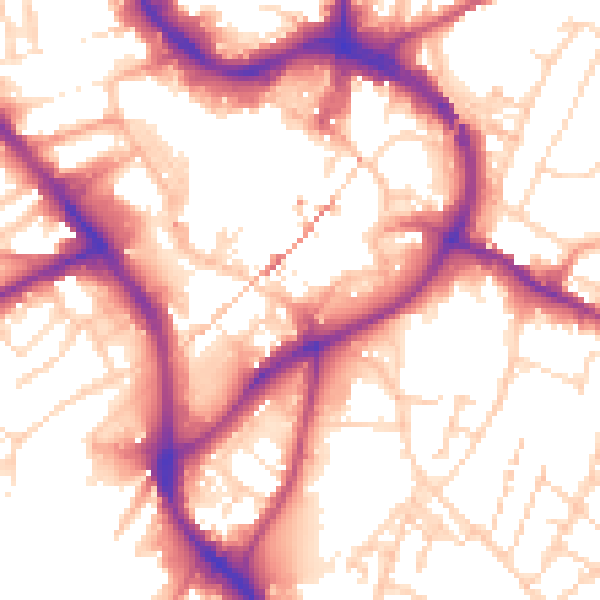 Daytime road noise heatmap for NG18 1EA