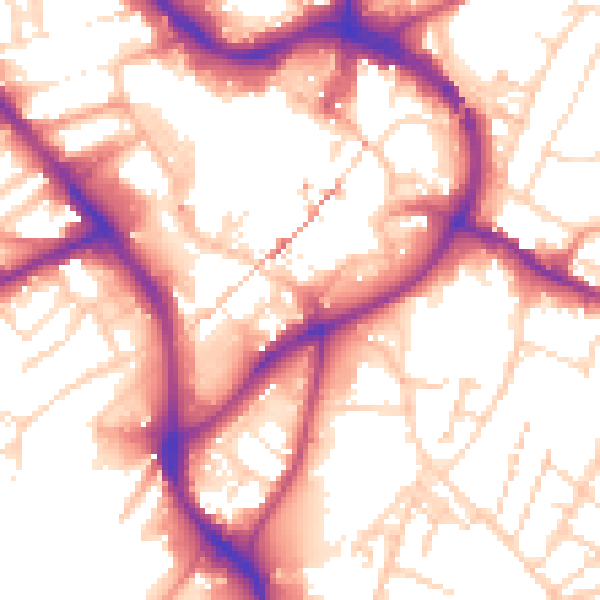 Daytime road noise heatmap for NG18 1EB