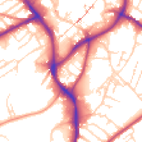 Daytime road noise heatmap for NG18 1EU