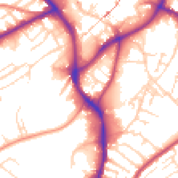 Daytime road noise heatmap for NG18 1EY