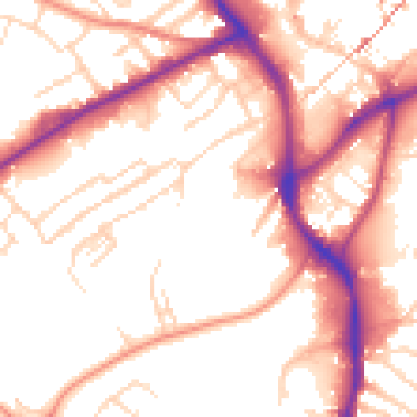 Daytime road noise heatmap for NG18 1HA