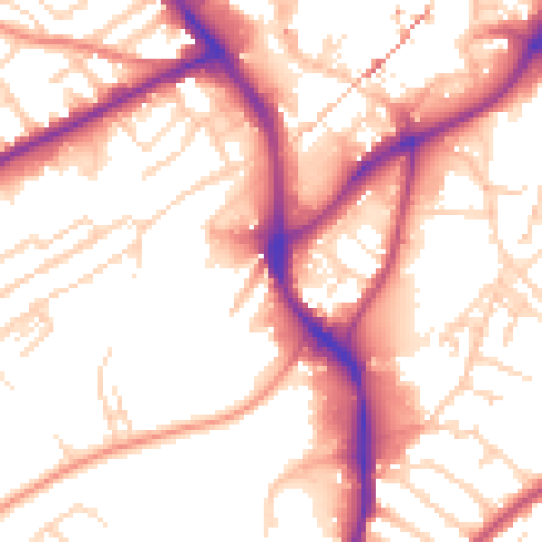 Daytime road noise heatmap for NG18 1HD