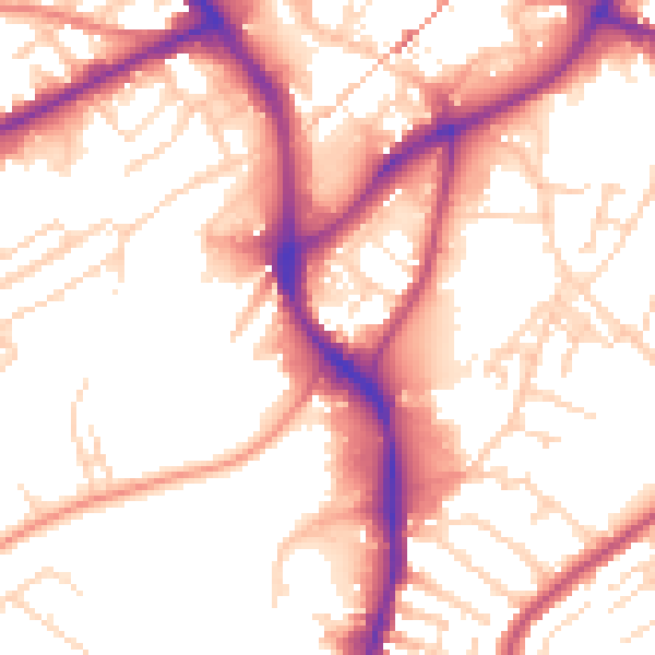 Daytime road noise heatmap for NG18 1HE