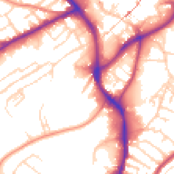 Daytime road noise heatmap for NG18 1HH