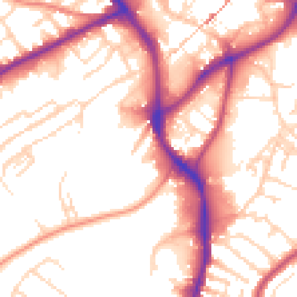 Daytime road noise heatmap for NG18 1HJ