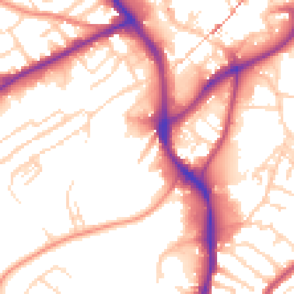 Daytime road noise heatmap for NG18 1HQ