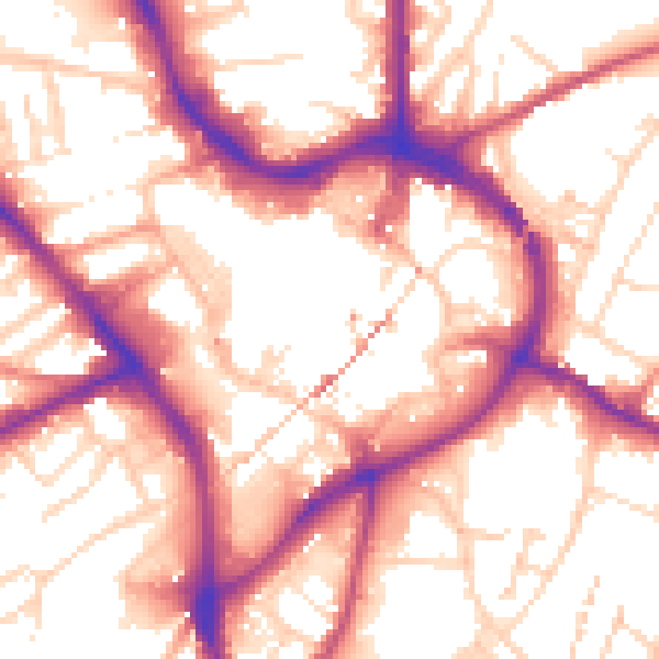 Daytime road noise heatmap for NG18 1HU