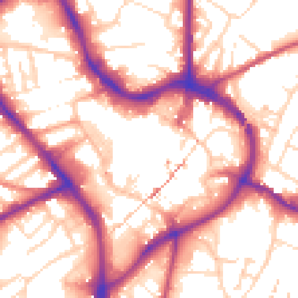 Daytime road noise heatmap for NG18 1HZ