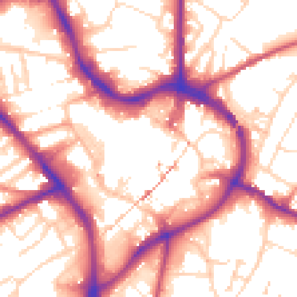 Daytime road noise heatmap for NG18 1JB