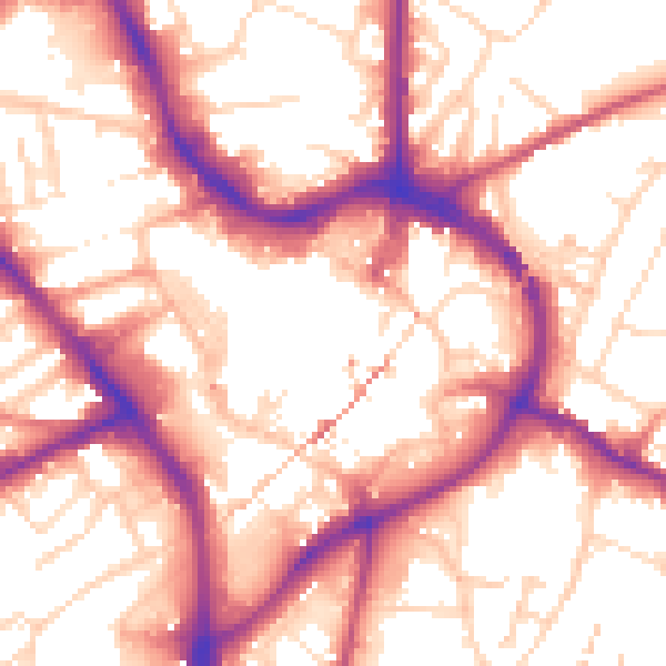 Daytime road noise heatmap for NG18 1JD