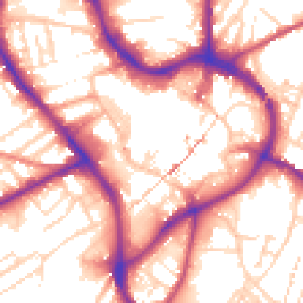 Daytime road noise heatmap for NG18 1JL