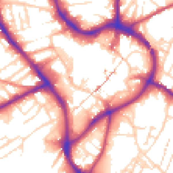 Daytime road noise heatmap for NG18 1JN