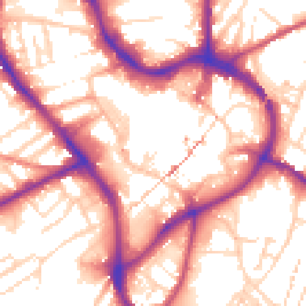 Daytime road noise heatmap for NG18 1JT