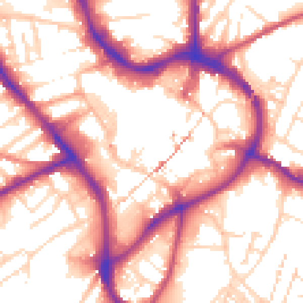 Daytime road noise heatmap for NG18 1JX