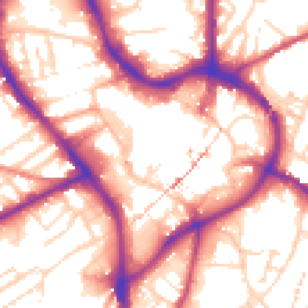 Daytime road noise heatmap for NG18 1JY