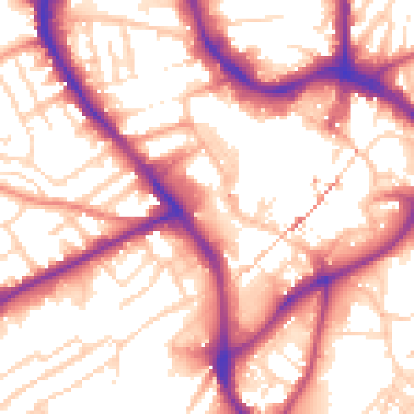 Daytime road noise heatmap for NG18 1LA
