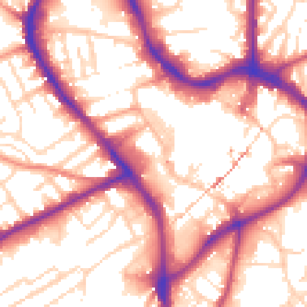 Daytime road noise heatmap for NG18 1LG