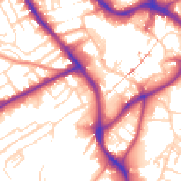 Daytime road noise heatmap for NG18 1LL