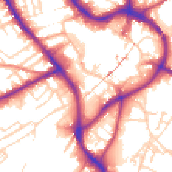 Daytime road noise heatmap for NG18 1LP