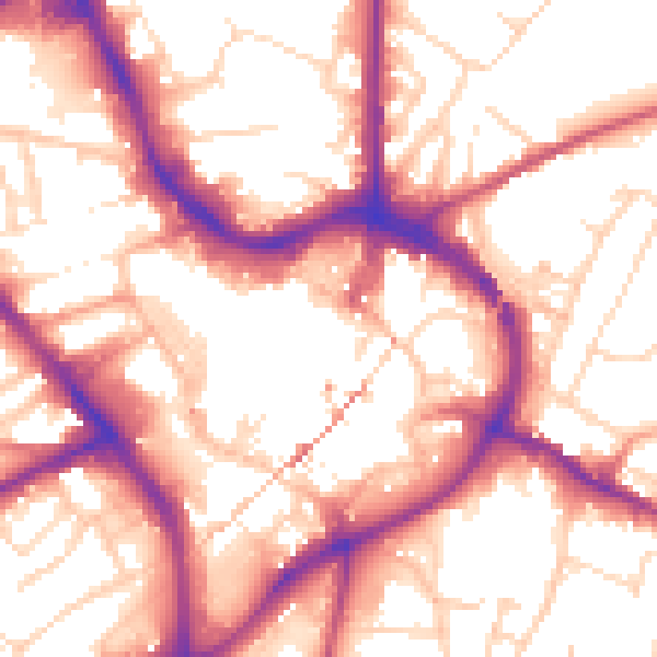 Daytime road noise heatmap for NG18 1NA