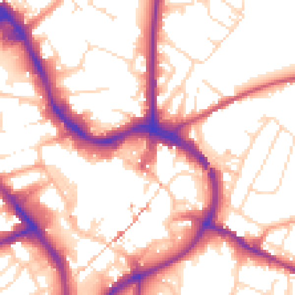 Daytime road noise heatmap for NG18 1NB