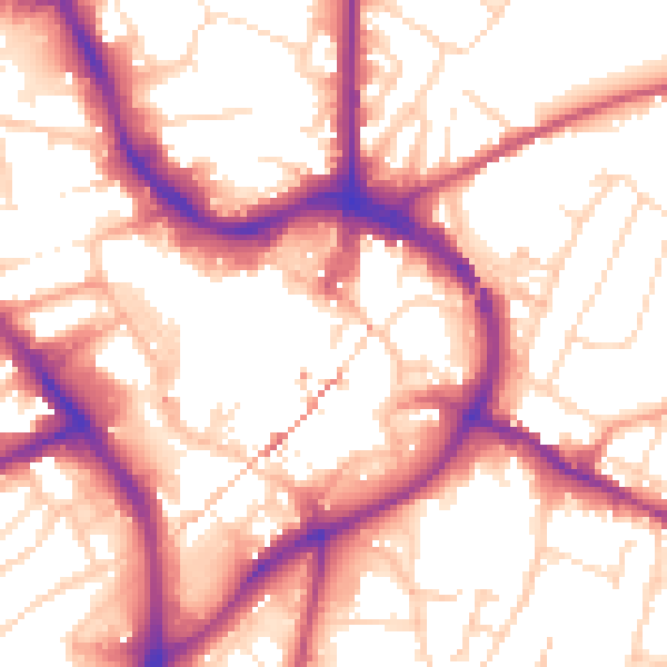 Daytime road noise heatmap for NG18 1NW