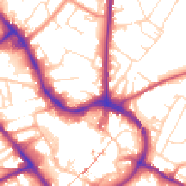 Daytime road noise heatmap for NG18 1PN