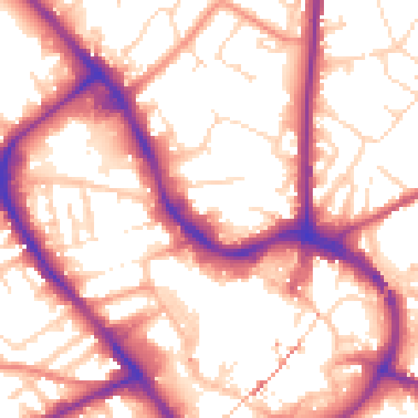 Daytime road noise heatmap for NG18 1PQ