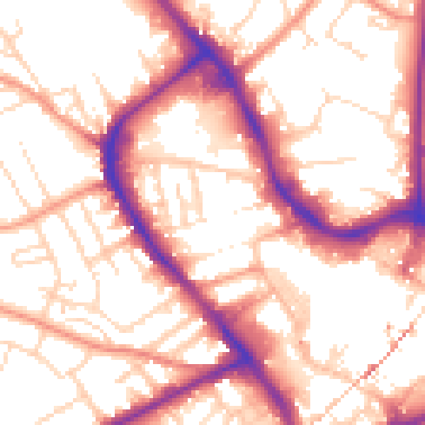 Daytime road noise heatmap for NG18 1QA