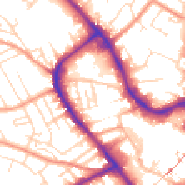 Daytime road noise heatmap for NG18 1QE
